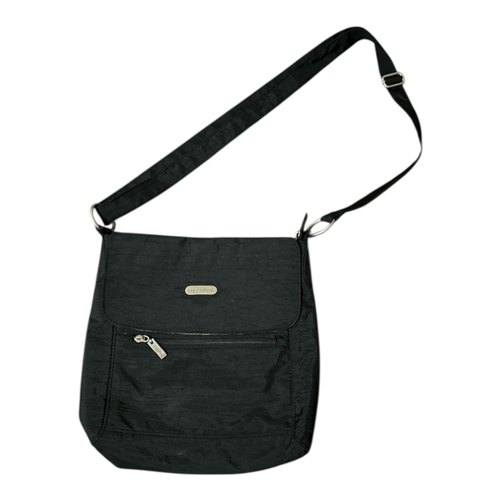 Baggallini Black Nylon Crossbody Bag Purse 11x11”